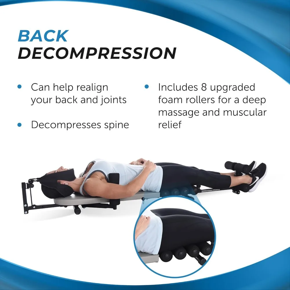 Inline Back Stretch Bench with Cervical Traction-Back and Neck Decompression-Inversion Table Alternative