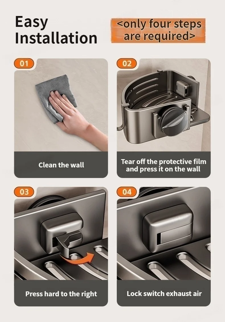 No-Drill Suction Cup Bathroom Suction Shelf Perforation-free Toilet Wall Mounted Shower Gel Triangle Basket Bathroom Shelf_voghion.com