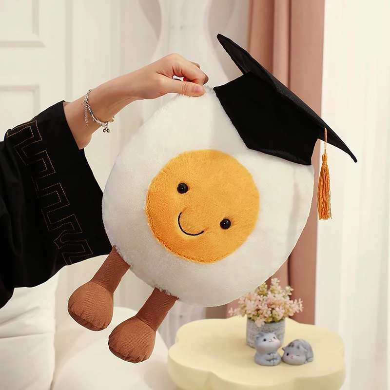 Funny Breakfast Doctor Egg Cute Plush Toy Students Graduation Gifts Holiday Present for Friends Office Decor Throw Pillow Dolls