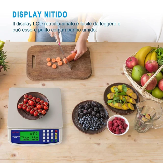 Bilancia elettronica da 30 kg/1 g Bilancia digitale LCD ad alta precisione Bilancia da cucina con piattaforma Bilancia per alimenti ricaricabile/batteria 4