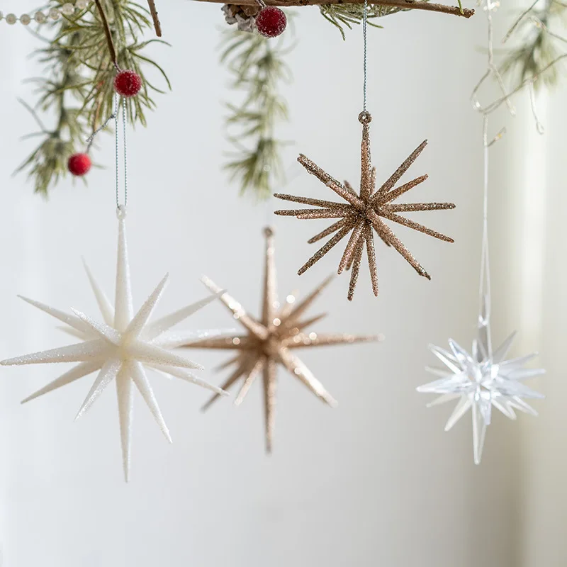 Christmas Decorations 4pcs/set Blingbling Christmas Tree Decoration Pendant Christmas Ornament Champagne White Explosive Star