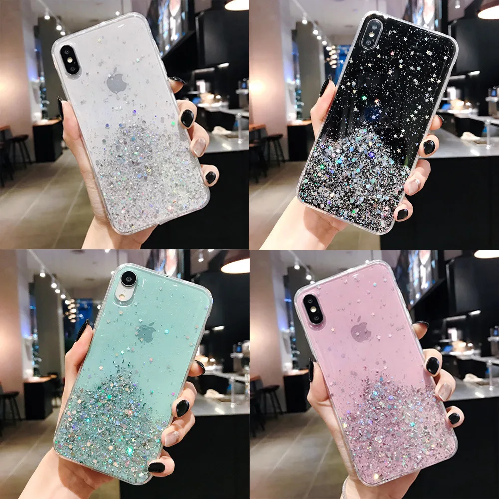 Luxury Gradient Glitter Star Soft Clear TPU Phone Case