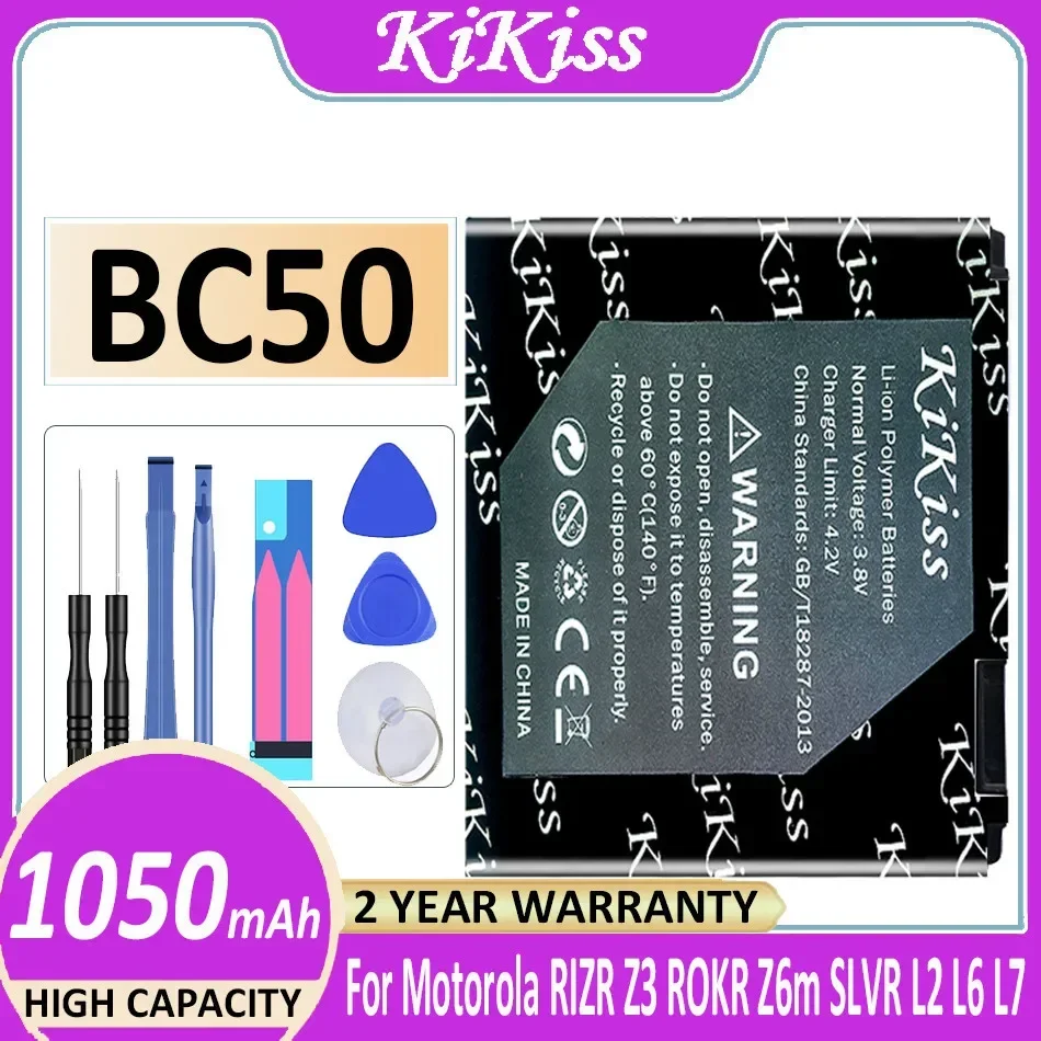 Kikiss 1050Mah Bc50 Bc 50 Batteria Per Motorola L6 L 6 L6I L6G L7 L7C K1 K2 R1 Z1 Z3 E8 L2 Batteria Potente Batteria + Traccia No