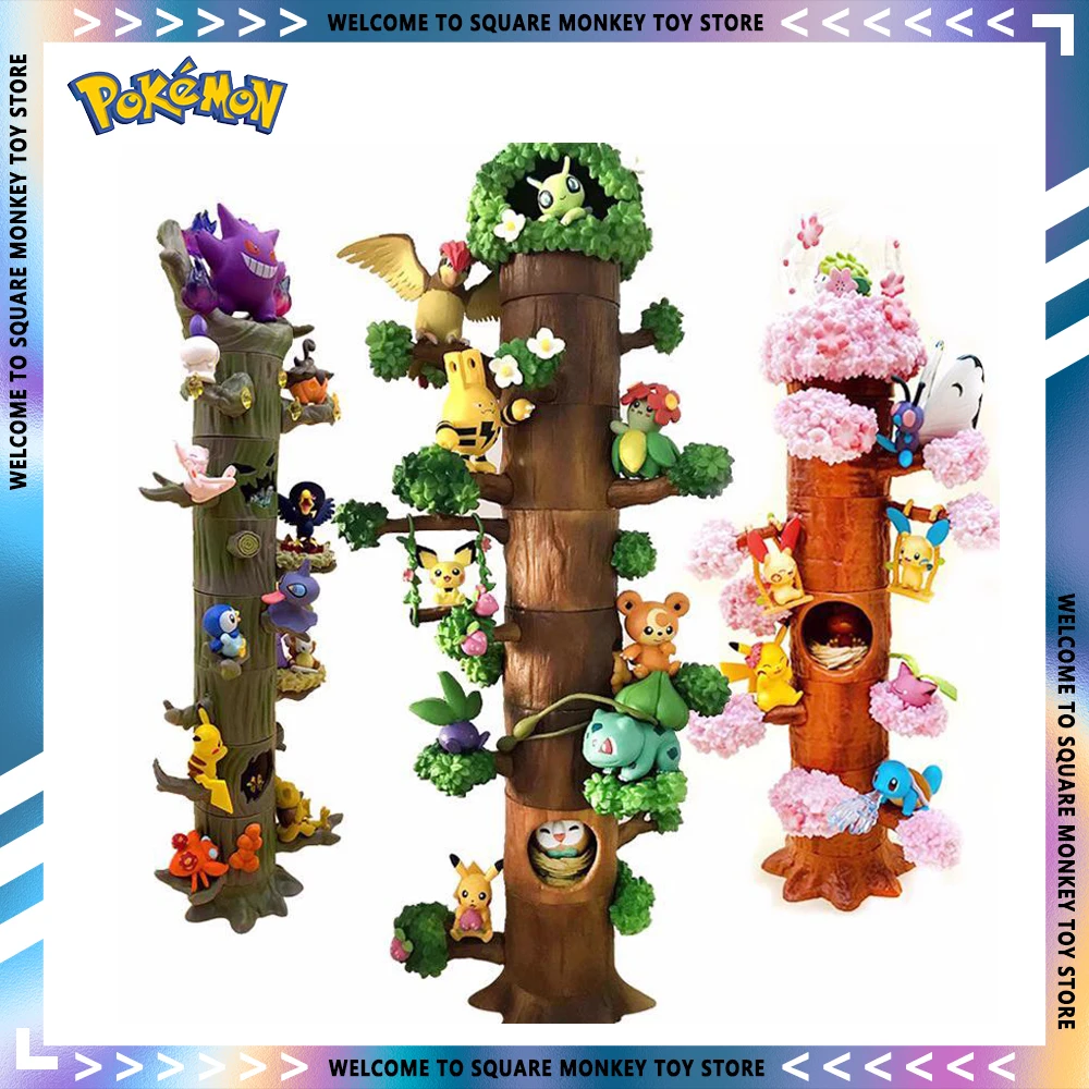 

Pokemon Figure Toy Tree Stump Anime Figure Halloween Gengar Pocket Monster Pikachu Forest Figurine Model Desk Decora Kid Gift