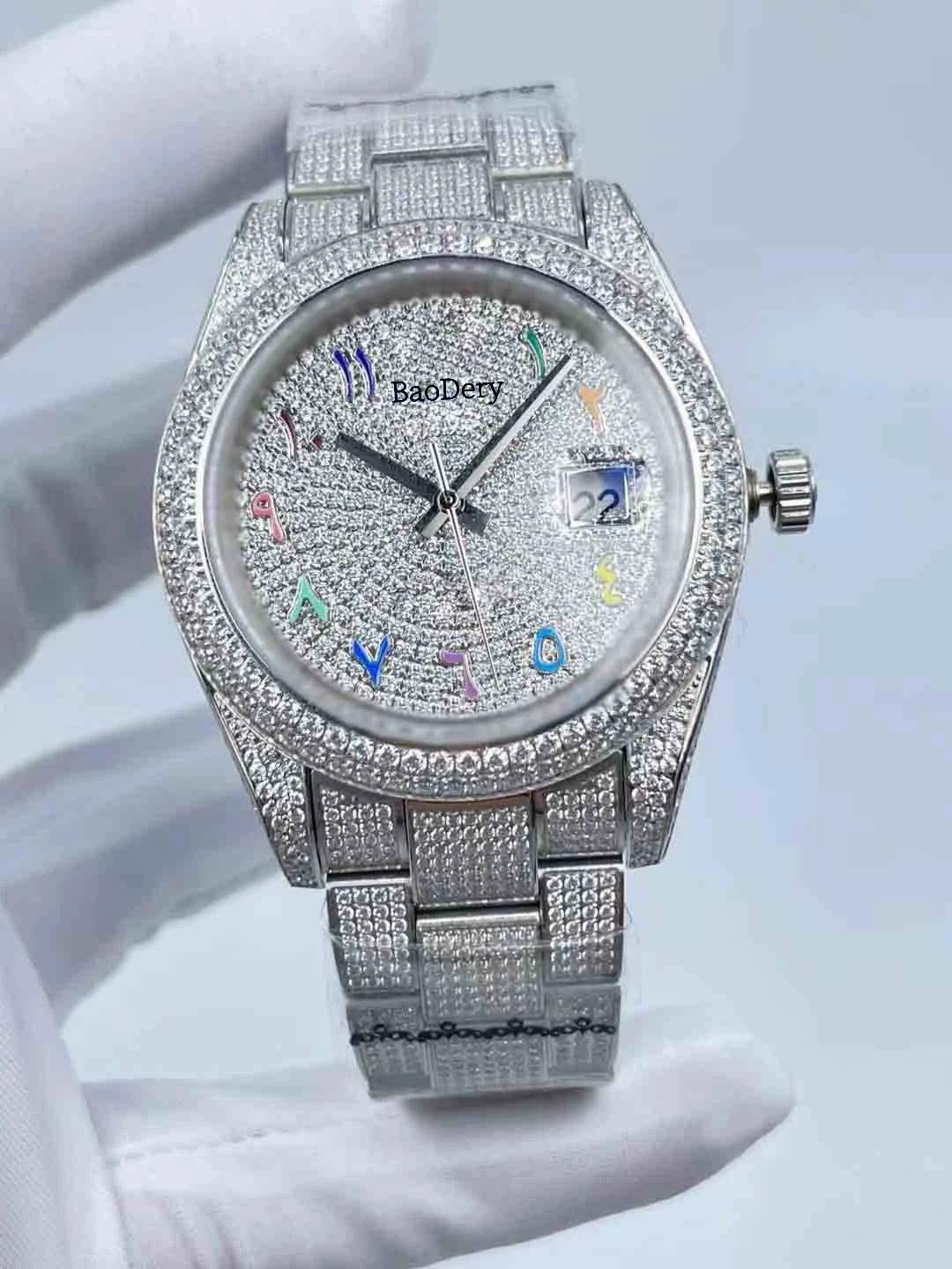 

Classic Men's Watch -41mm dial, diamond Arabic numeral star dial, mechanical movement calendar window