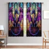 2pcs Stained Glass Dragon Printed Curtain - Artistic Home Decoration Curtains, All Season Decorative Curtains 1