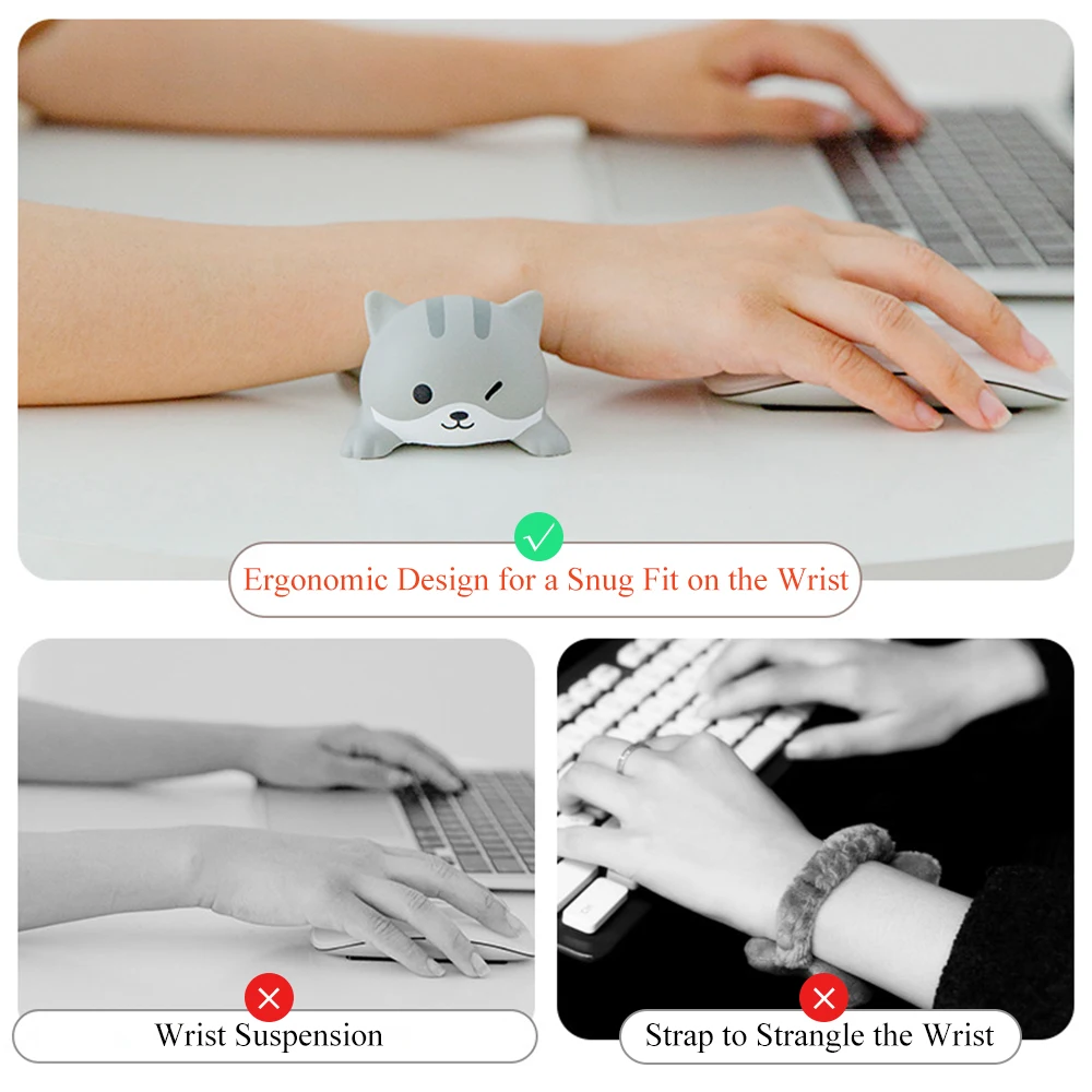 Ergonômico Kawaii Desenhos Animados Material de Escritório Descanso de Pulso para Mouse Teclado Cotovelo do Computador Descanso de Braço para Mesa Colarinho Branco - Imagem 5