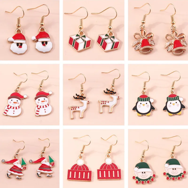 Mode Weihnachten Tropfen Ohrringe für Frauen Weihnachts baum Santa Claus Hirsch baumeln Haken Ohrringe Mädchen Party Urlaub Schmuck Geschenk