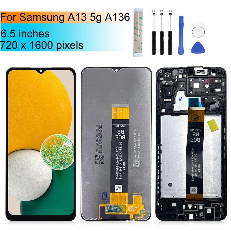 

Для Samsung Galaxy A13 5G LCD A136 ЖК-дисплей сенсорный экран дигитайзер в сборе с рамкой для Samsung A136B A136U Ремонт дисплея