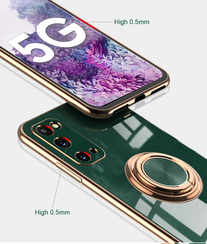 galaxy z flip3 case Luxury With Ring Holder Phone Case For Huawei P40 P50 P30 P20 Pro Lite Honor 50 Pro se 20 Pro 30s Plating Shockproof Phone Cover case for galaxy z flip3