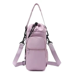 Insulated Portable Water Bottle Bag with Adjustable Strap and Phone Pocket for Outdoor Sports and Travel (Purple)