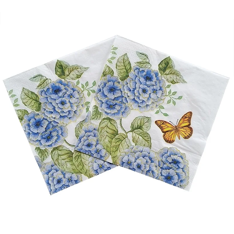 Paper napkins 10/20pcs/Pac gold butterfly big flower restaurant paper placemat birthday party decoration