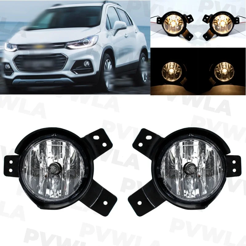 Pair Left+Right Side Fog Light Lamp With Halogen Bulbs For Chevrolet Trax 2017 2018 2019 2020 2021 2022 42549355 42549356