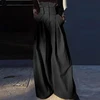INCERUN Pleated Waist Design Wide Leg Pants Handsome Solid Color Trousers High Waist Simple Loose Oversized Male Bottoms 3