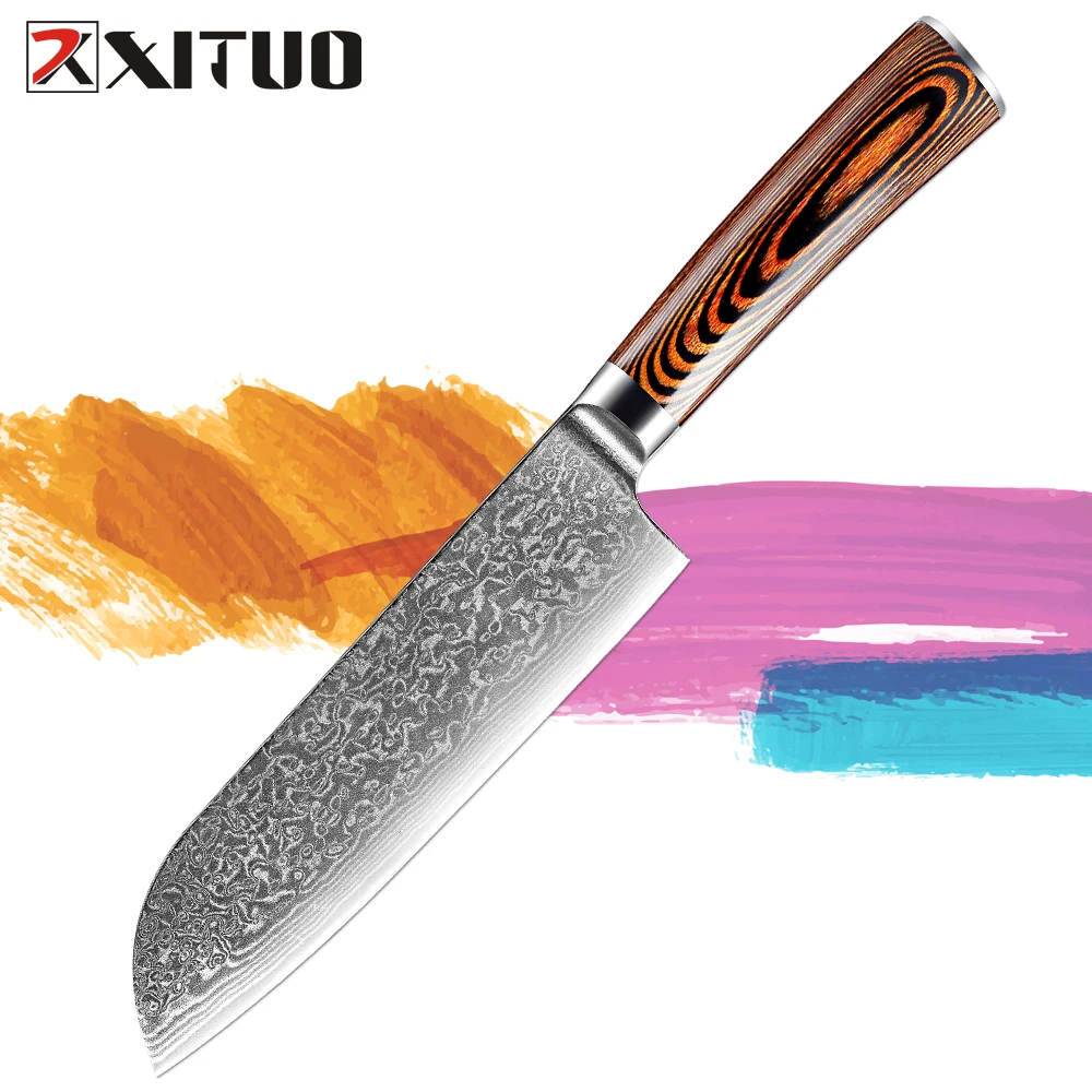 

Upgraded Santoku Knife Japanese 7 Inch Razor Sharp Kitchen Chef Knife Damascus Steel Asian Santoku Knives Vegetable and Cooking