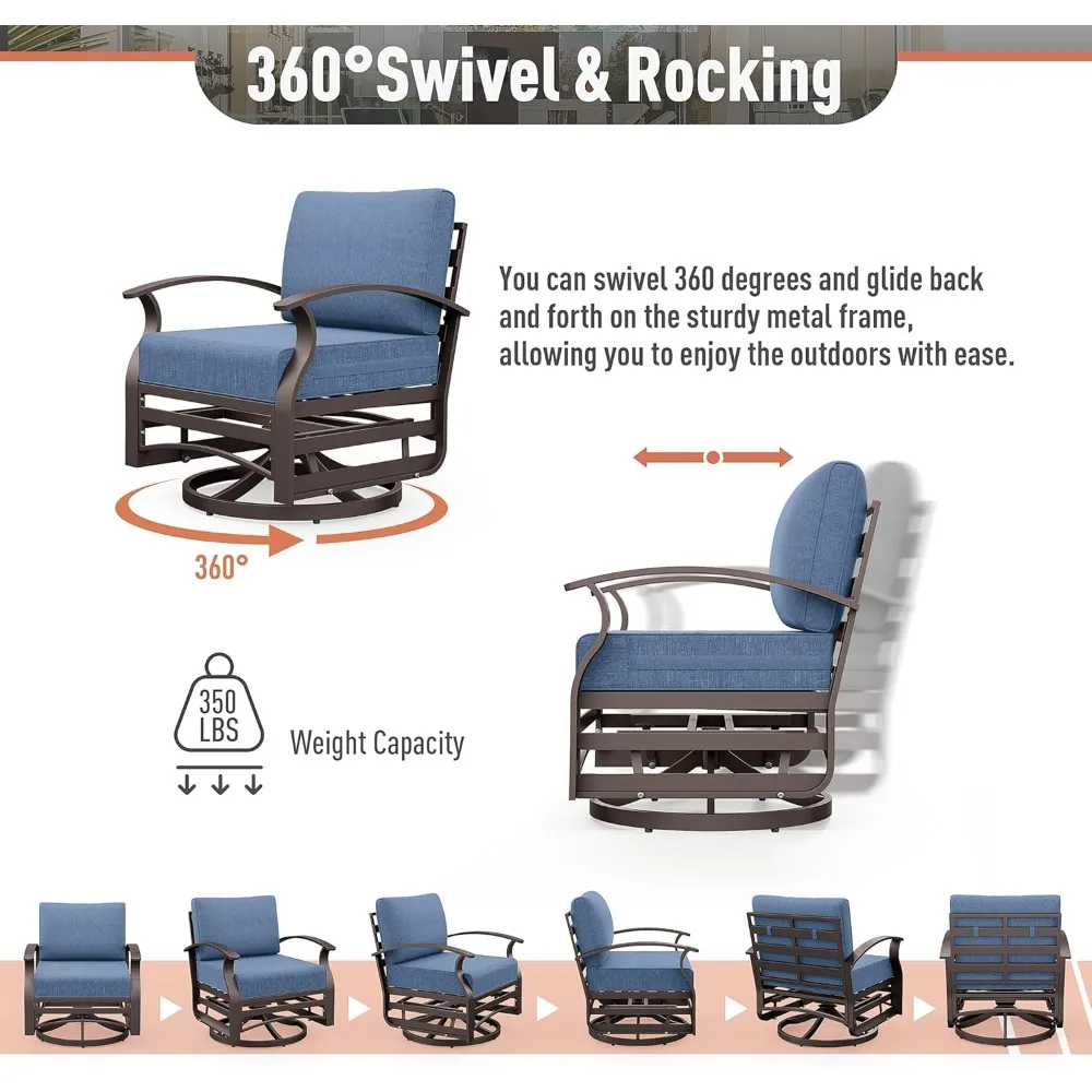 Aluminum Patio Furniture Set 10-Seat Modern Metal Outdoor Conversation Sets W/45in Propane Fire Pit Table 5
