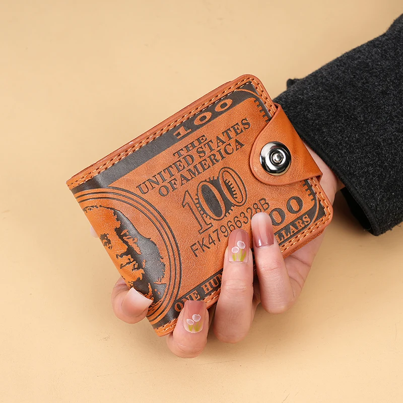 Leather Wallet Retro Business Dollar Folding Card Clip Multi-card Driver's License Multi-Functional PU Man Short Wallet