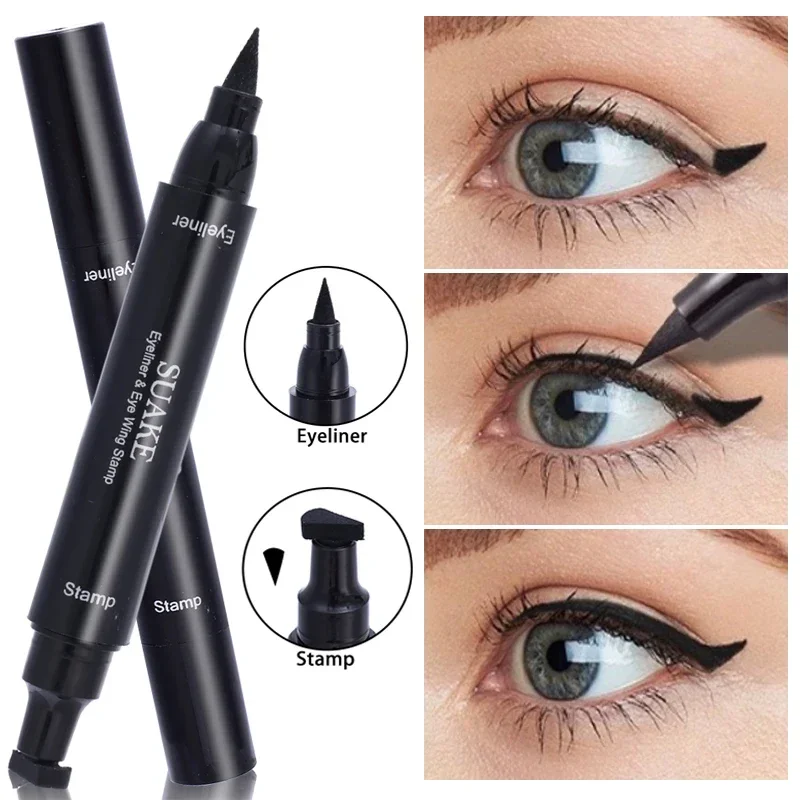 

Double-Headed Eyeliner Stamp 2 in1 Liquid Eyeliner Seal Pencil Waterproof Long Lating Matte Quick Drying Eye Liner Eyes Makeup