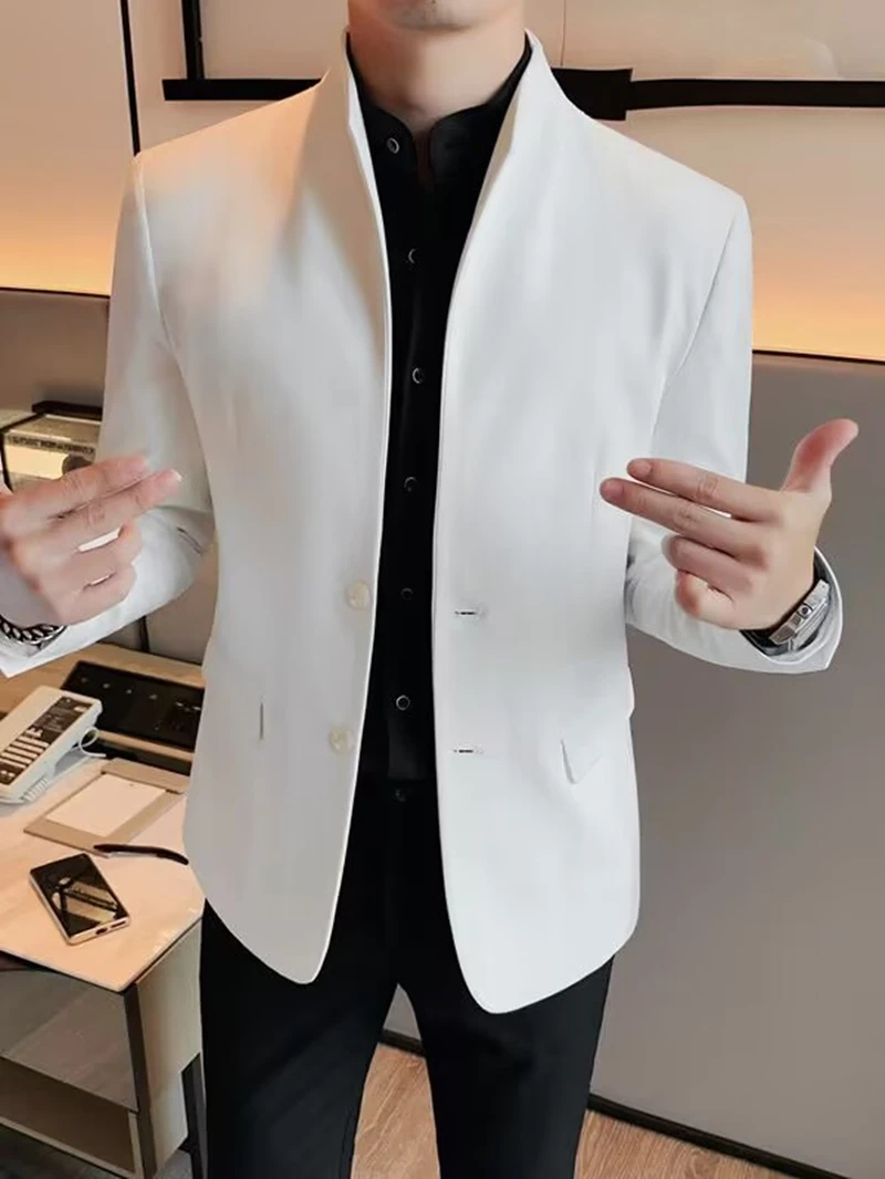 Men's White/Black Blazer Single Breasted Formal Man Suit Jackets Men's Stage Clothing for Men Male Blazer One Coat for Party
