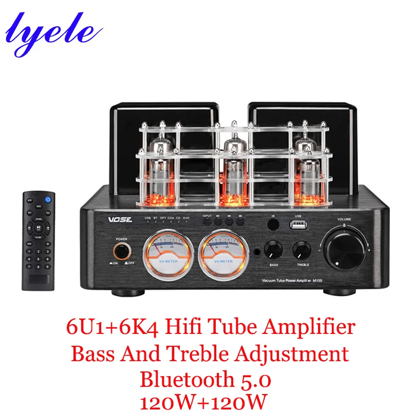 Lyele Audio 6K4 Vacuum Tube Amplifier High Power 120w*2 Headphone Vu Meter Usb Player Remote Control Bluetooth 5.0 | Электроника