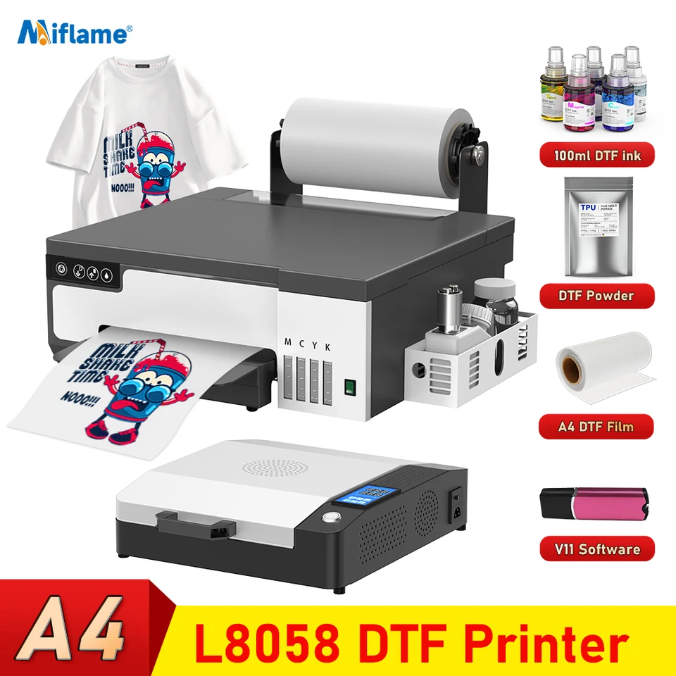 DTF 프린터 티셔츠 인쇄기, L8058 DTF 프린터, 청바지 의류 롤 피더, 필름 인쇄기, 직접 인쇄기, A4 XP600