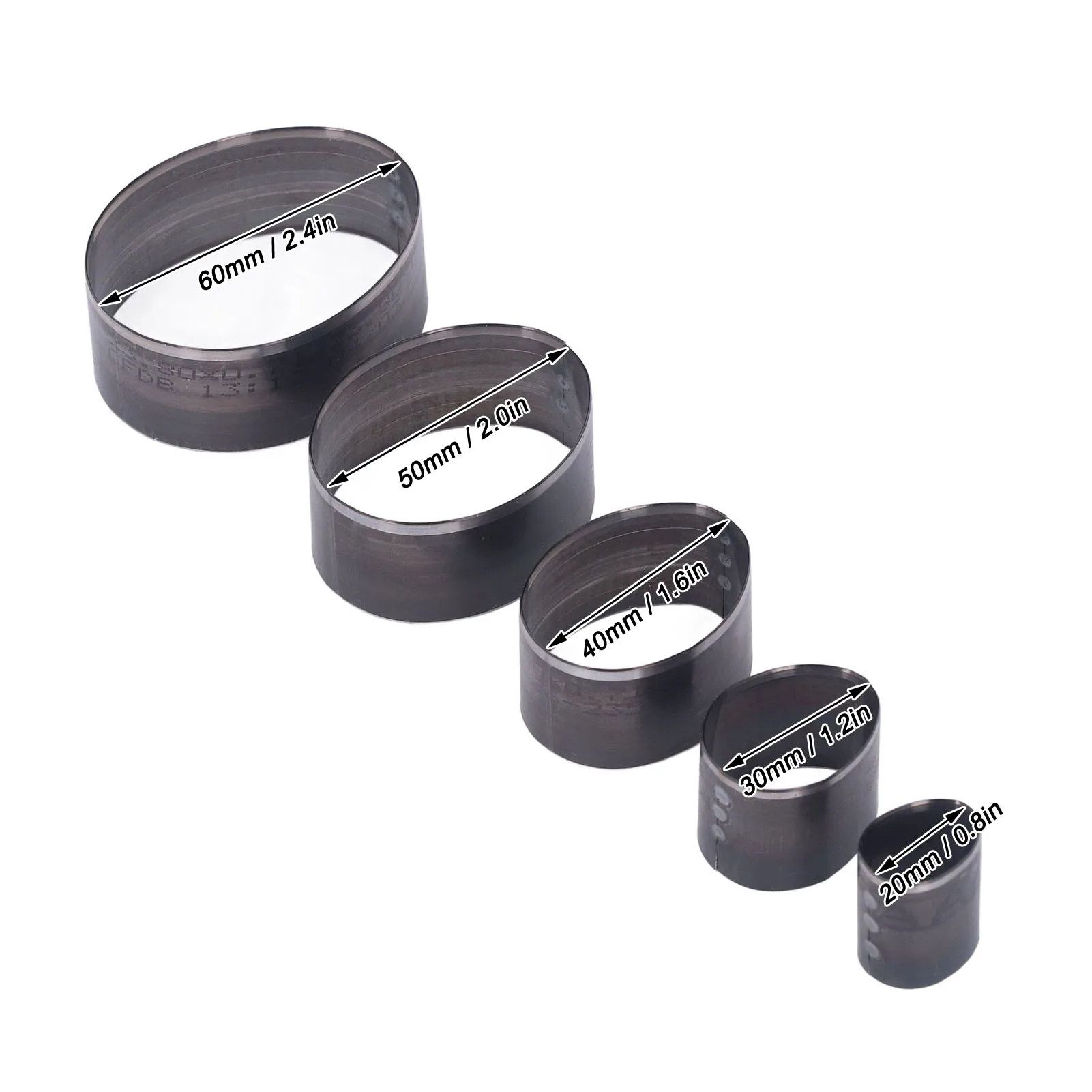 5PCS Leather Die Cutter Egg Shape Oval 20‑60mm Punching Die Set 5 Different Sizes High Carbon Steel Leather Cutting Dies