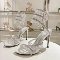 Sandales d'été à talons hauts pour femmes, chaussures de mariage, gladiateur 4