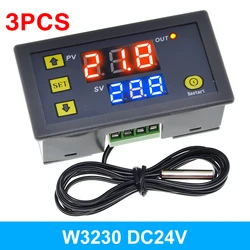 Digital Temperature Control Thermostat with LED Display and Heat/Cooling Functions, 20A Capacity (3PCS DC24V)