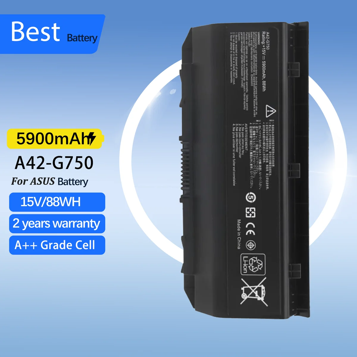 Batterie Asus ROG G750 – A42-G750 – 8 Cellules – 15V – Janboo (Remplacement)