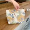 1PC Vintage Woven Satin Fabric Storage Bag Large Capacity Portable Makeup Toiletry Bag - Fashionable Organizing Solution 2