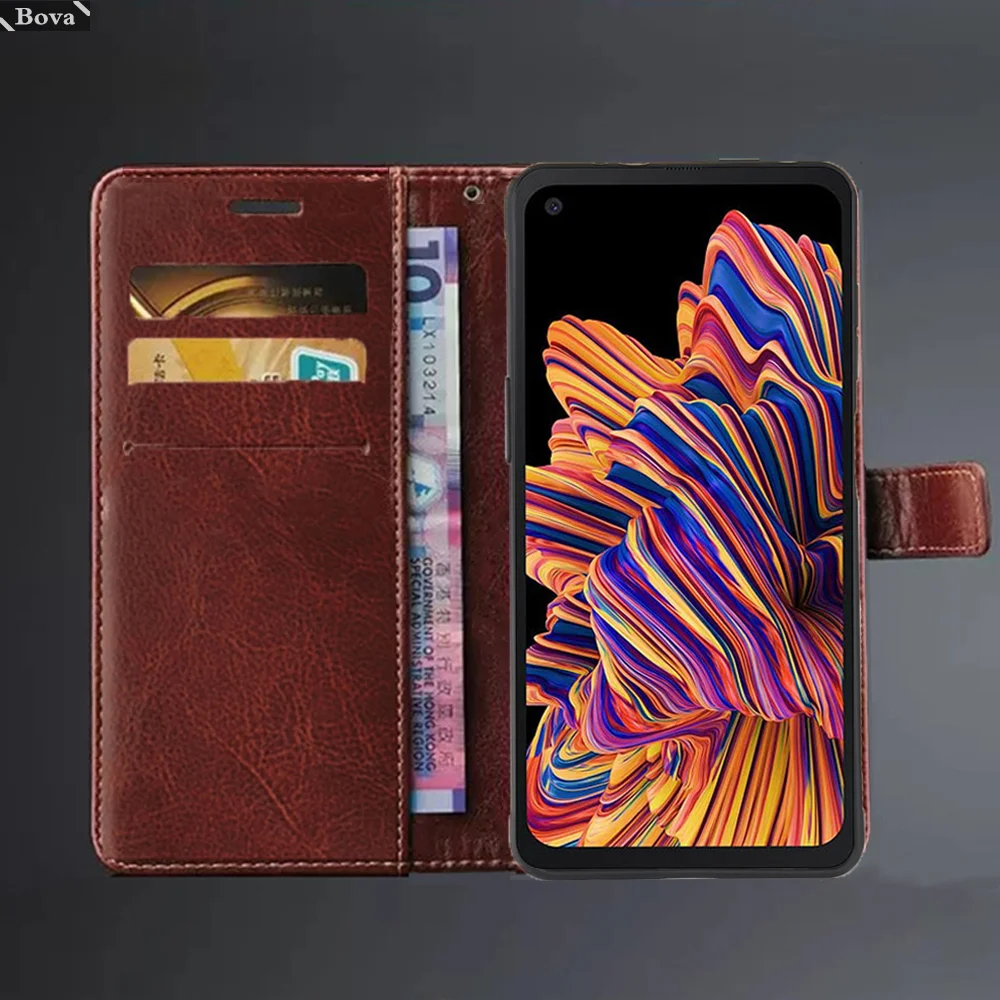 Retro PU Leather Flip Cover Wallet Case – Premium Business Card Holder for Samsung Galaxy XCover Pro