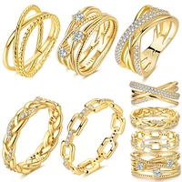 925 Sterling Silver Rings Gold Color Sparking Popular LOVE Wedding Ring Certified Women Engagement Jewelry Anniversary Gifts