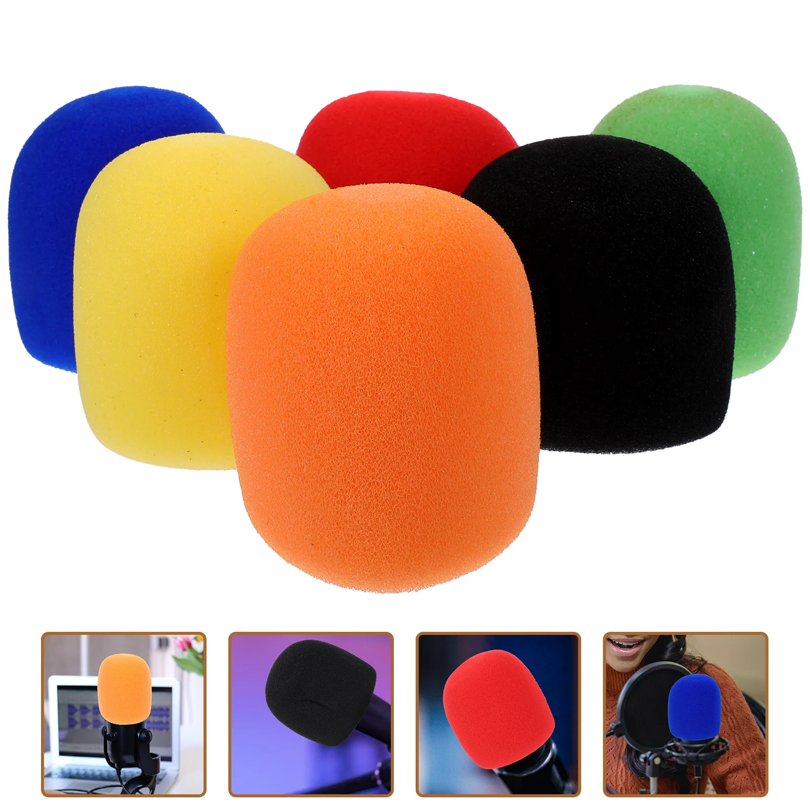 

6/10/12pcs Microphone Windscreen Foam Cover Thick Sponge Mic Protective Covers Stage Microphone Cap For Studio Interview Karaoke