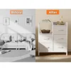 Dresser for Bedroom, Small Nightstand with 2-Tier Open Shelf and 5 Fabric Drawers, Storage Unit Organizer Tower 4