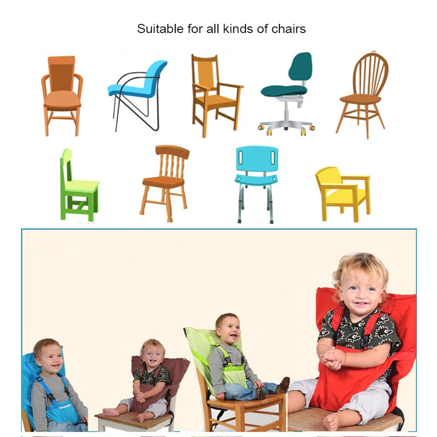 New Mother Baby Products Portable Folding Baby Dinner Chair Bag Child Safety Belt Seat Pure Colour Dining Immobilization Belt