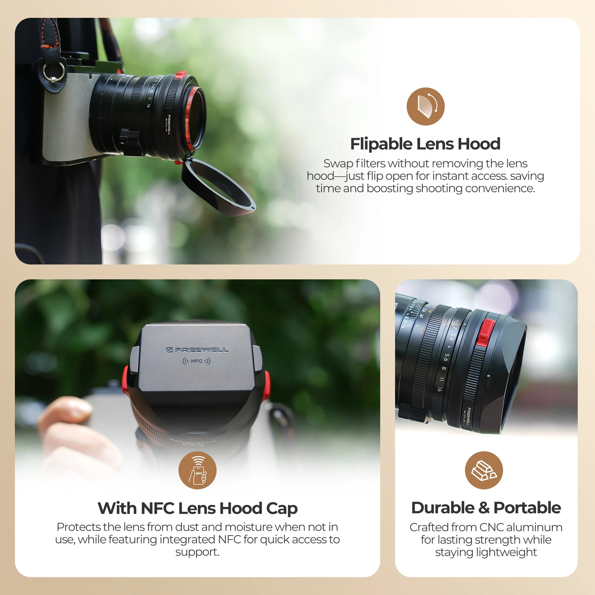 Lens Hood Featuring CPL & Black Mist Filters Flipable Design and NFC Cap Compati