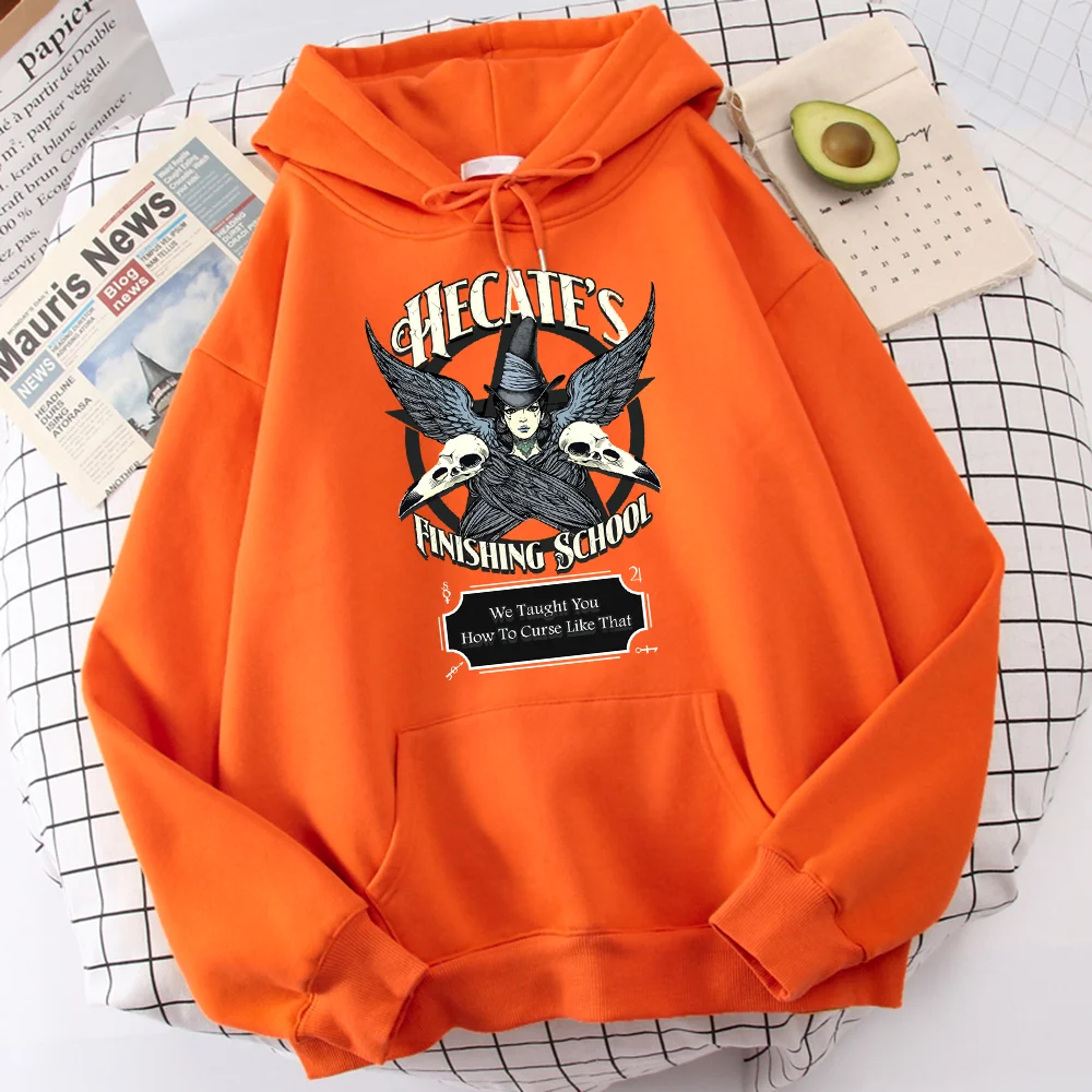 

Gothic Style Hecate'S Finishing School Raven Witch Retro Hoodies Men'S Funny Graphic Sweatshirt Loose Tops Sport Hoodie Mens