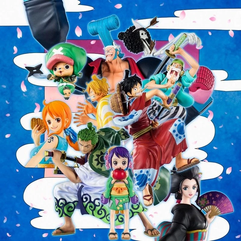 

Original Bandai Figuarts Zero One Piece Anime Figure Wano Luffy Zoro Sanji Nami Ussop Figurine Model Toy Gift Collectible Doll