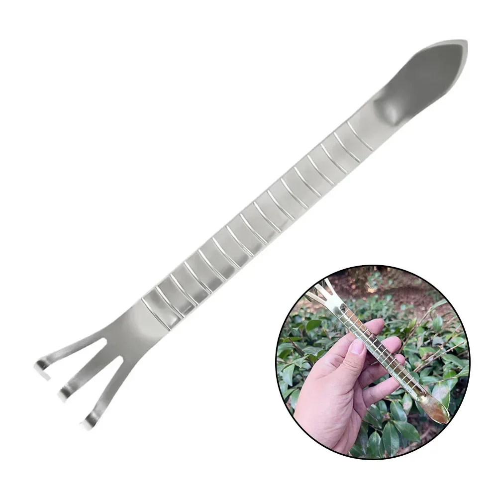 1pc Hand Rake Bonsai Tool Stainless Steel Three-prong For Miniature Garden Potting Transplanting Nurturing