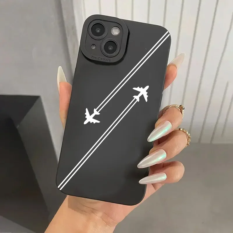thumbnail image 1 of Funda de teléfono con patrón de avión de primera calidad para iPhone 16 15 Pro Max Fundas para iPhone 14 13 12 11 Pro XS Max XR 7 8 Plus Funda de silicona suave, 1 of 5