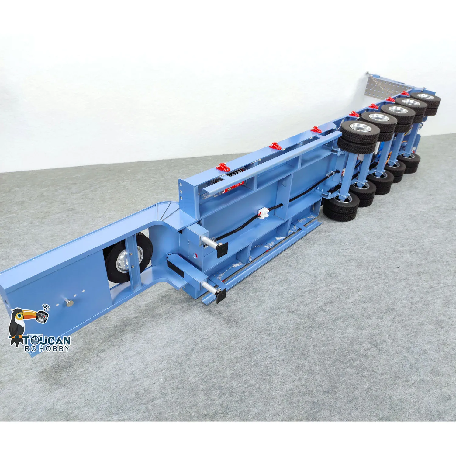 1/14 RC Painted Metal Flatbed Trailer 5 Axles with Electric Tailboard for Remote Control Tractor Truck Toy Car Model 5
