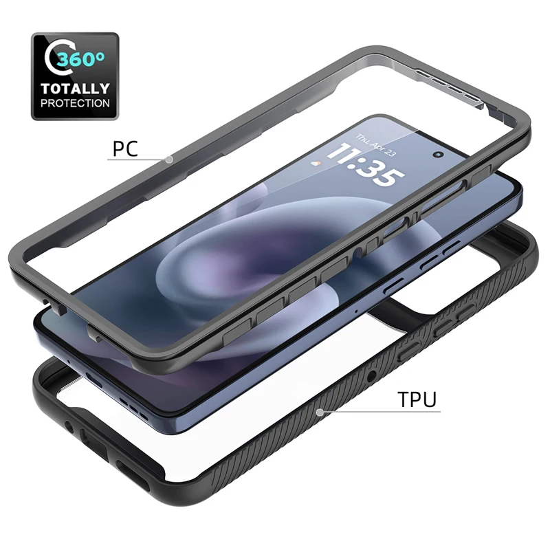 360° Transparent Skin Case with Shock-Resistant Back Cover and Screen Protector