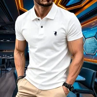 Polo homme 100 % coton pur, marque haut de gamme 2026, manches courtes, mode été, broderie poney de luxe, haut de golf, t-shirt décontracté 5