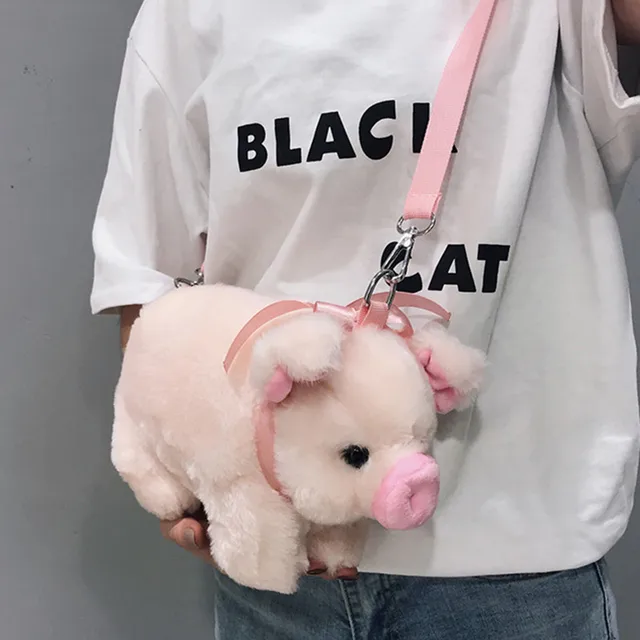 Cute Pig Shoulder Bag Plush Stuffed Animal Crossbody Bags Women Fashion Lovely Pig Purse Cartoon Handbags Phone Money Storage