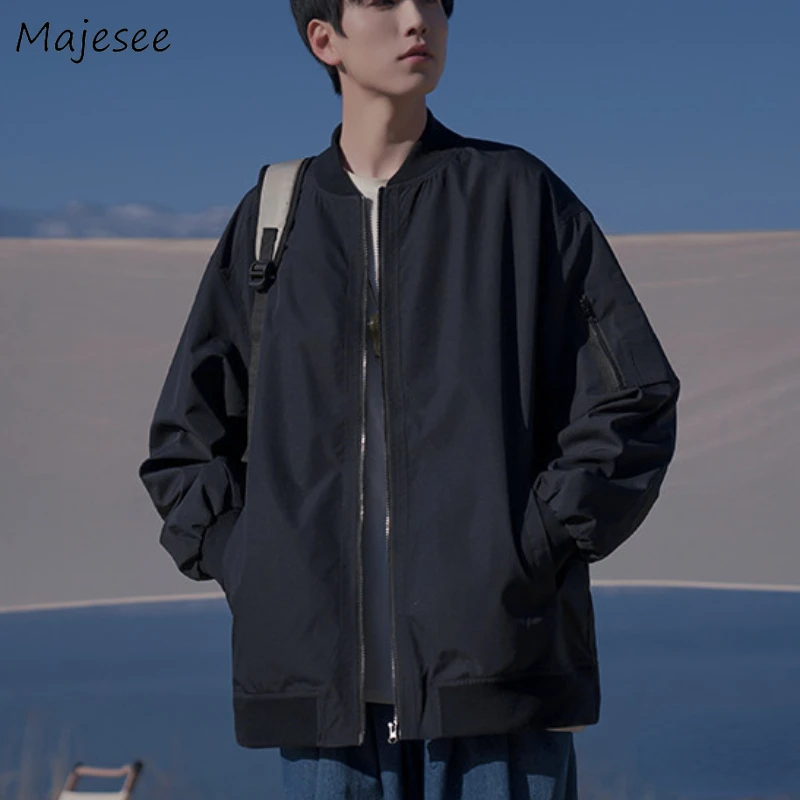 

Casual Jackets Men Vintage Bomber Coats Unisex Baggy American Streetwear Fashion Baseball Clothing Autumn Spring Teens Preppy