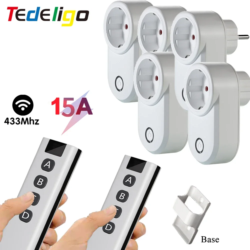 Умная розетка с пультом дистанционного управления, 433 МГц, 15 А, EU, FR, Настенная электрическая розетка, аксессуары для программатора, переключатель, 220 В переменного тока