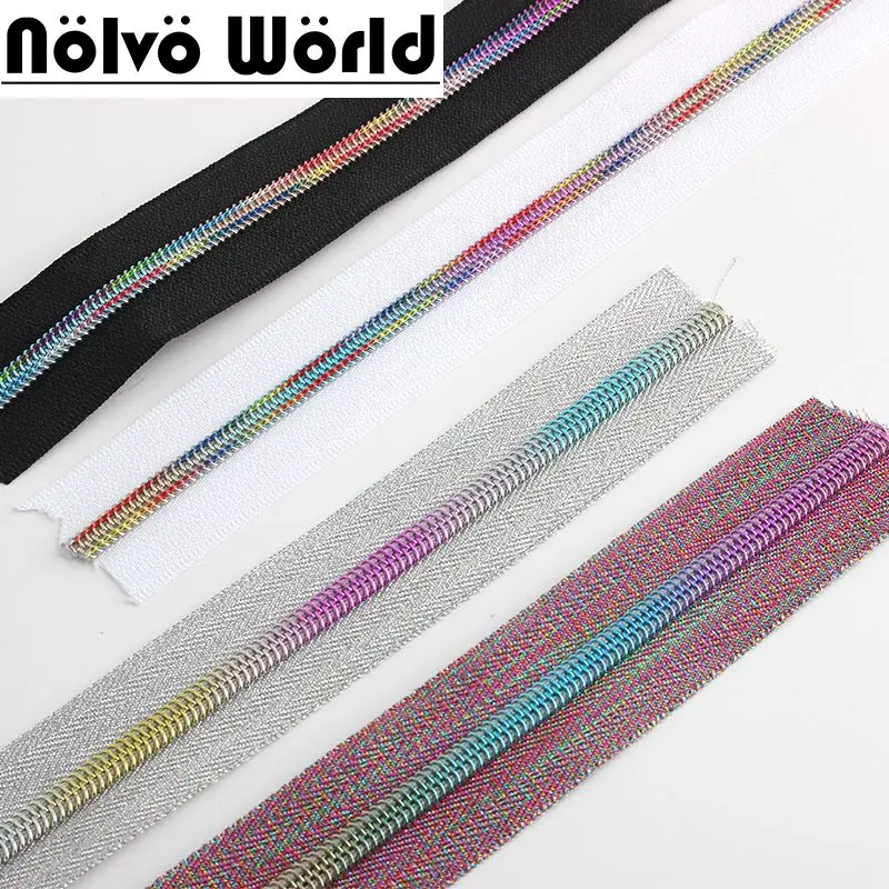 30-100 Yards 32mm Rainbow 4 Colors Nylon Zipper Roll for Sewing Colorful Long Zippers Coil Bag Accessories DIY Clothing Pants