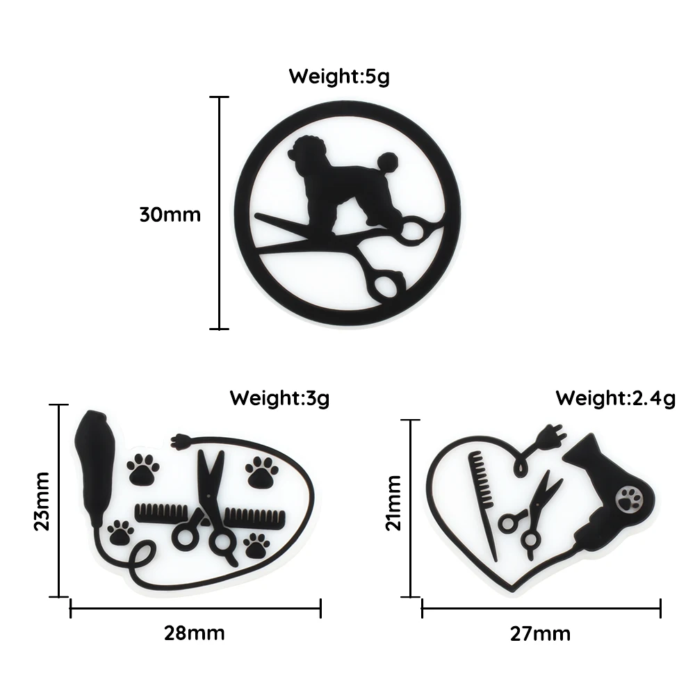 실리콘 초점 구슬 애완 동물 개 고양이 실리콘 쥬얼리 구슬, 젖니 구슬, DIY 펜 목걸이, 키체인 쥬얼리 액세서리, 5 개