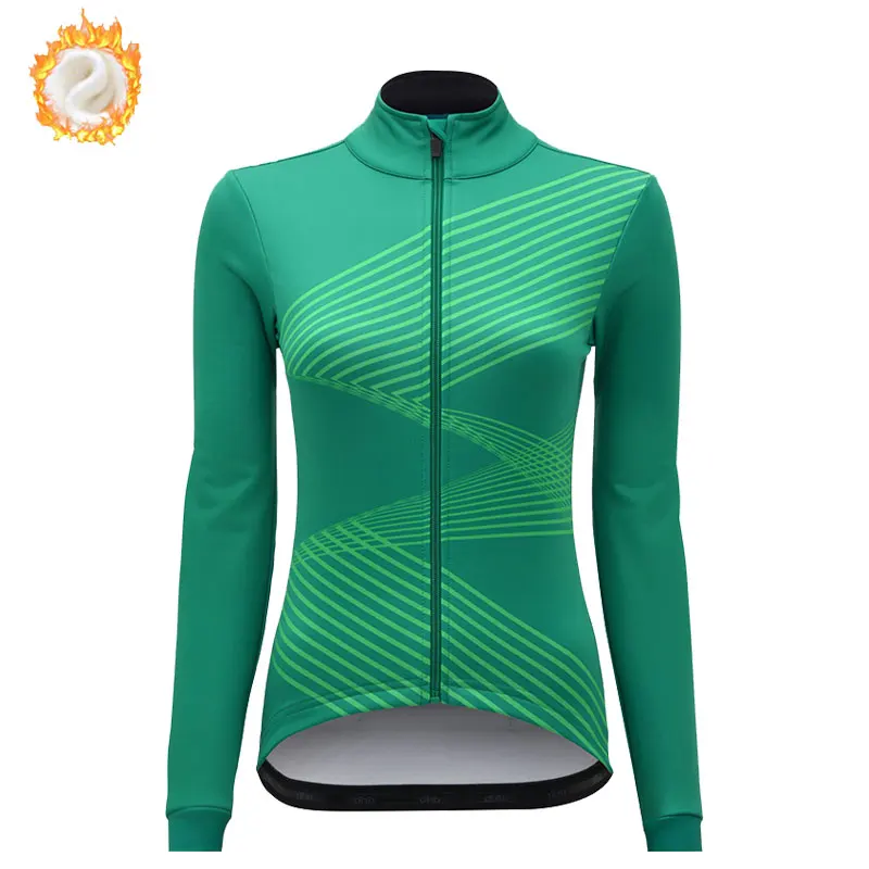 Women Winter Fleece Cycling Jerseys Outdoor Sports MTB Long Sleeves Jersey Warm Mountain Bike Clothing Ropa Ciclismo Mujer