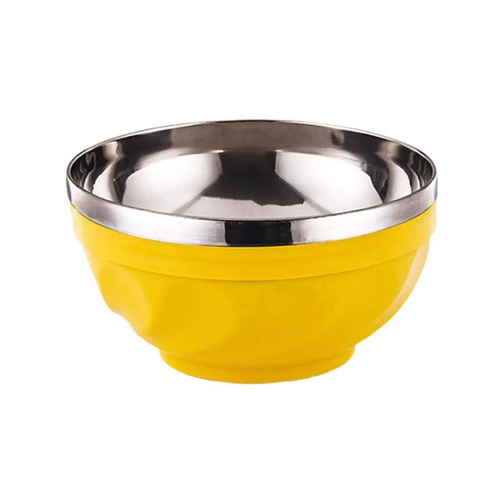 Description Picture 3 of itemCandy Color Double-layer Stainless Steel Bowl Creative Noodle Soup Children Dinnerware Heat Insulation Rice